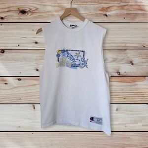 Champion Shirt Mens M White Island Graphic Muscle Tank Top Sleeveless Bahamas